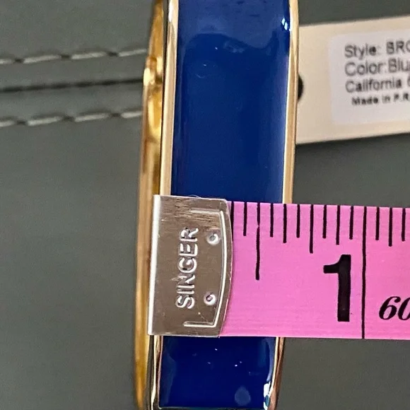 NWT Navy Blue/Gold AMRITA SINGH Square Hinge ENAMEL Cuff BRACELET - Picture 5 of 7